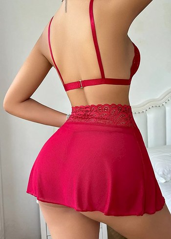 m Beden kırmızı Renk Nakışlı Kırmızı Mini Bohem İç Giyim Takımı