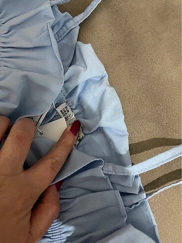 l Beden mavi Renk Kısa crop