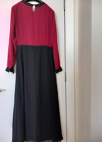 xl Beden bordo Renk Uzun Tesettür Model Elbise