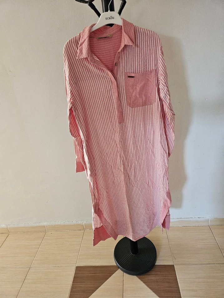 Heqa Pembe Çizgili Gömlek Tunik - Görsel 2