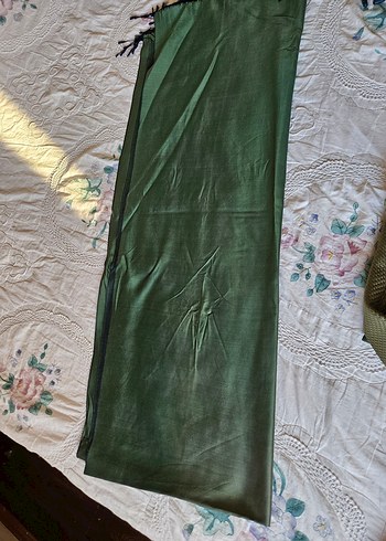 Haki ve Lacivert Çift taraflı İpek Şal - Görsel 2