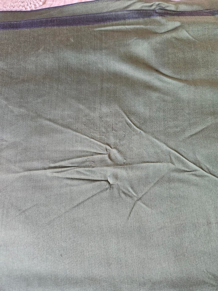 Haki ve Lacivert Çift taraflı İpek Şal - Görsel 4