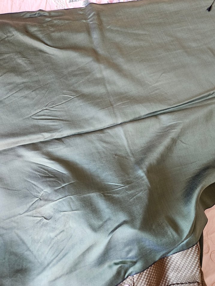 Haki ve Lacivert Çift taraflı İpek Şal - Görsel 3