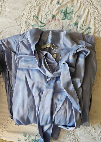 Leylak rengi saten abiye tesettür elbise - Görsel 10