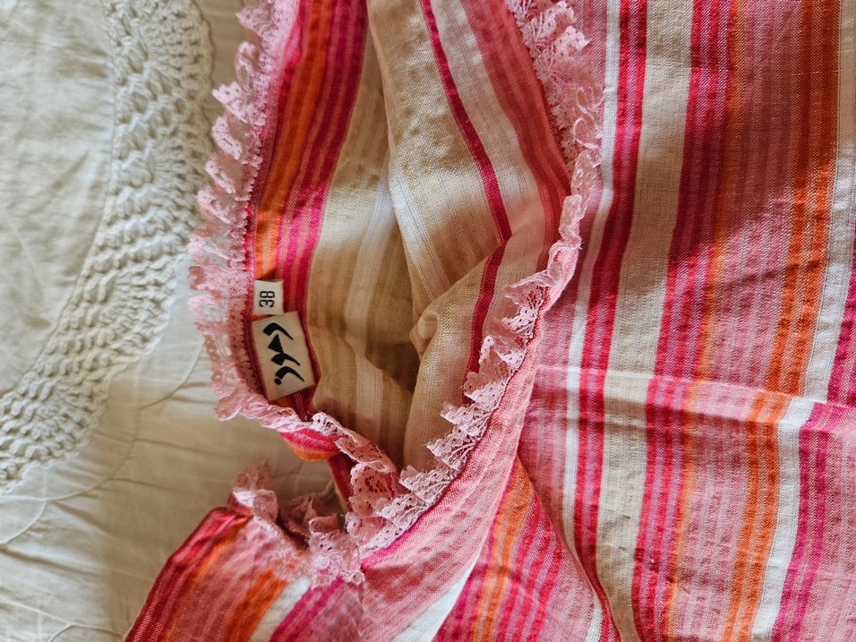 Pembe Bağlamalı Batik Bohem Kadın Bluz - Görsel 3