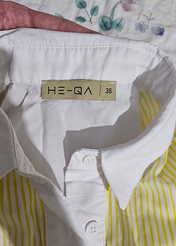 Heqa Sarı Pamuklu Düğmeli Midi Kadın Gömlek - Görsel 5