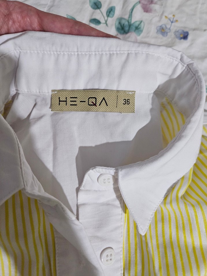 Heqa Sarı Pamuklu Düğmeli Midi Kadın Gömlek - Görsel 5