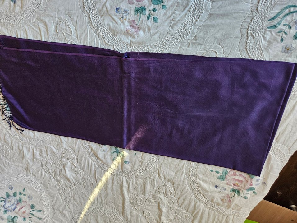 Mor Lila Çift taraflı ipek şal - Görsel 2