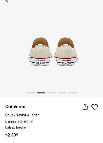 Converse Orijinal Converse AllStar Erkek Krem Renk