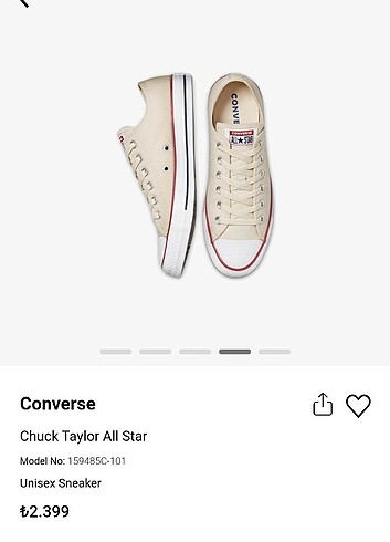 42.5 Beden Orijinal Converse AllStar Erkek Krem Renk