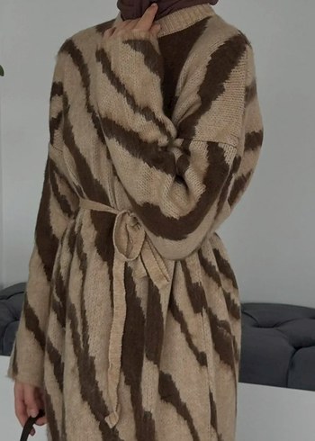 Zebra Desenli Uzun Kollu Triko elbise - Görsel 2