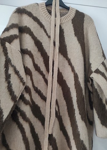 Zebra Desenli Uzun Kollu Triko elbise - Görsel 3