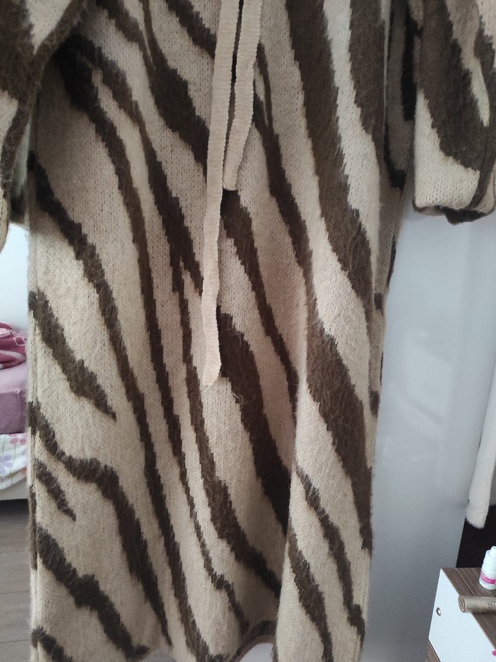 Zebra Desenli Uzun Kollu Triko elbise - Görsel 5