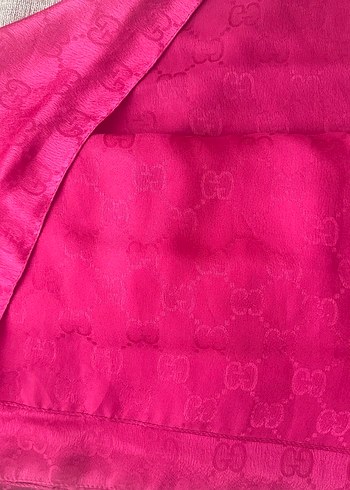 Pembe Parlak Saten Kadın Eşarp - Görsel 2