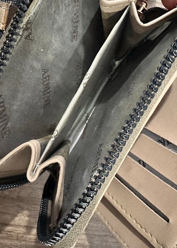 Bej Baskılı Deri Kadın Cüzdan - Görsel 4