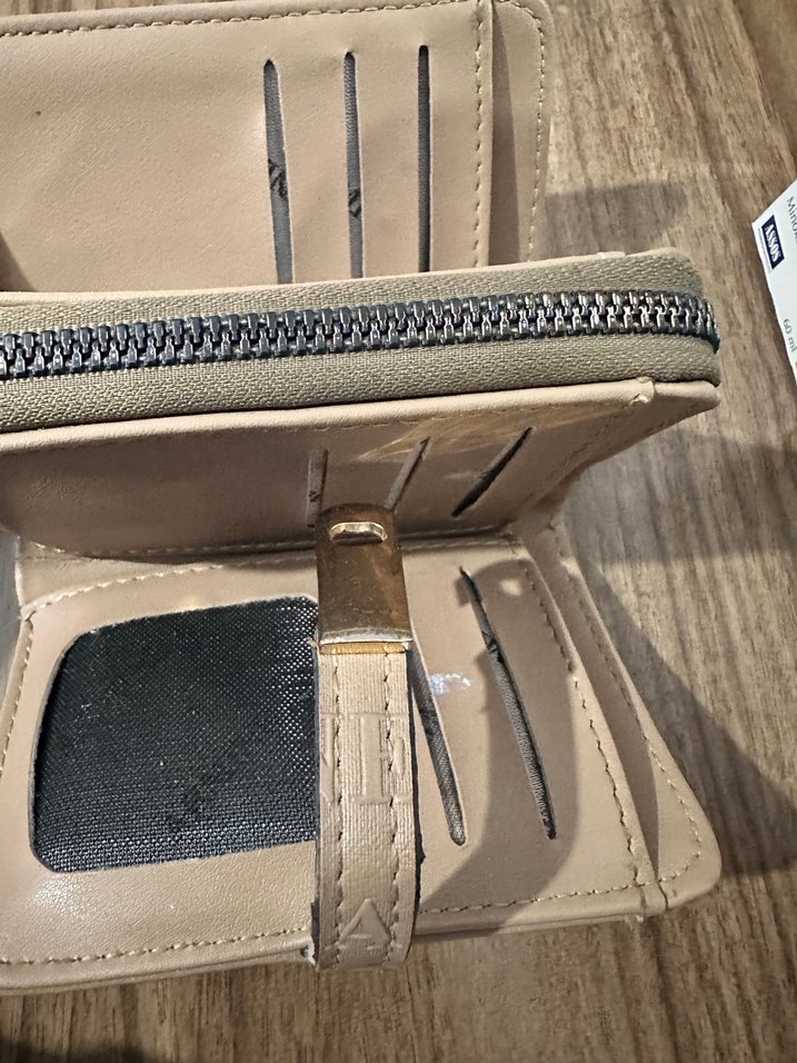 Bej Baskılı Deri Kadın Cüzdan - Görsel 3