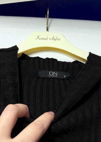 Siyah Uzun Triko Elbise Yüksek Yakalı - Görsel 2