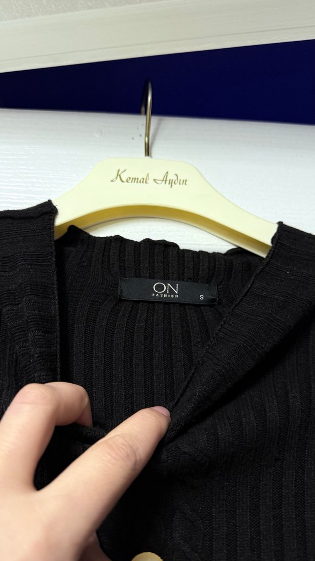 Siyah Uzun Triko Elbise Yüksek Yakalı - Görsel 2