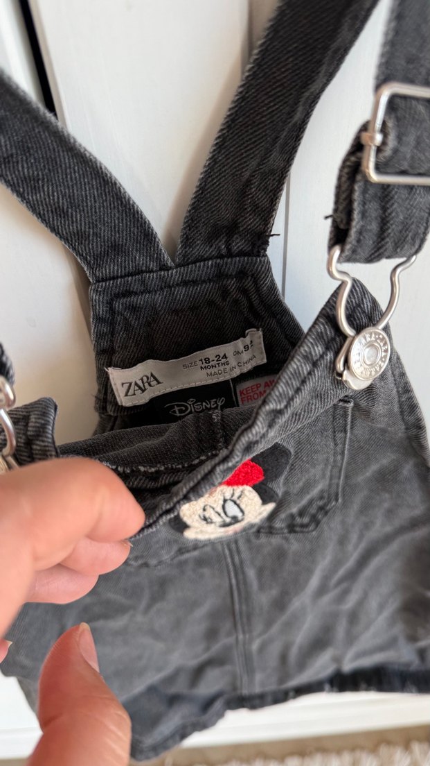 Kız Çocuk Siyah Nakışlı Denim Elbise - Görsel 2