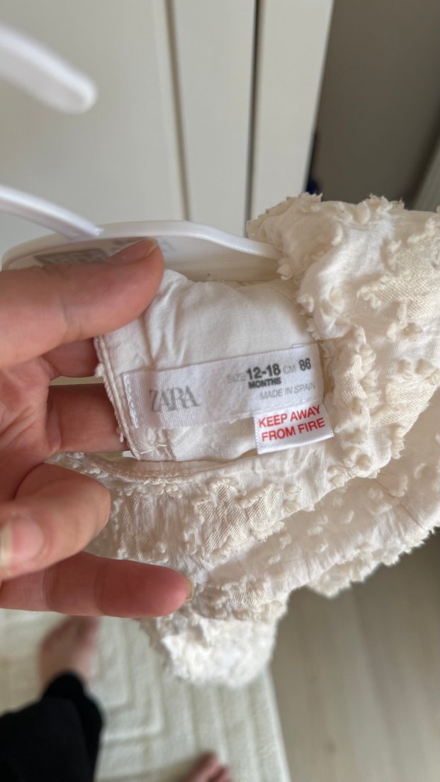 Zara Kız Çocuk Beyaz Dantel Keten Elbise - Görsel 2