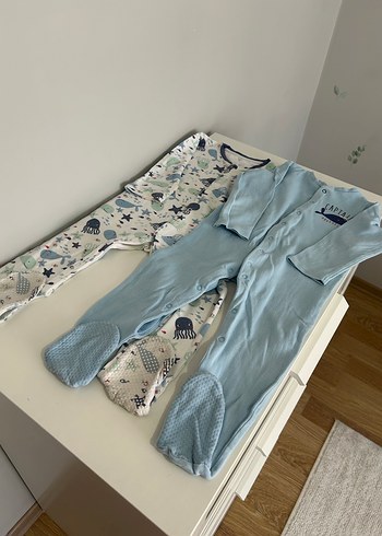 Mavi Pamuklu Uzun Kollu Bebek Tulum Seti - Görsel 5