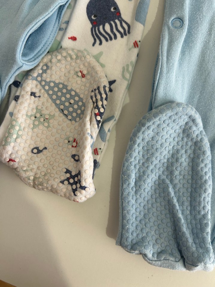 Mavi Pamuklu Uzun Kollu Bebek Tulum Seti - Görsel 3