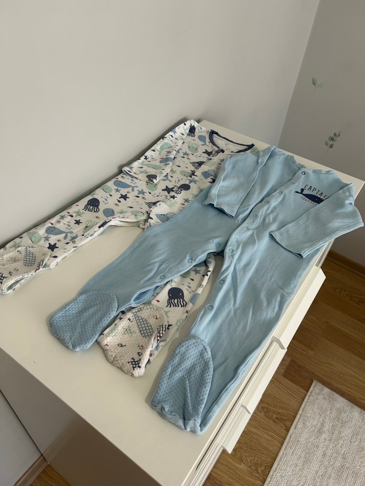 Mavi Pamuklu Uzun Kollu Bebek Tulum Seti - Görsel 5