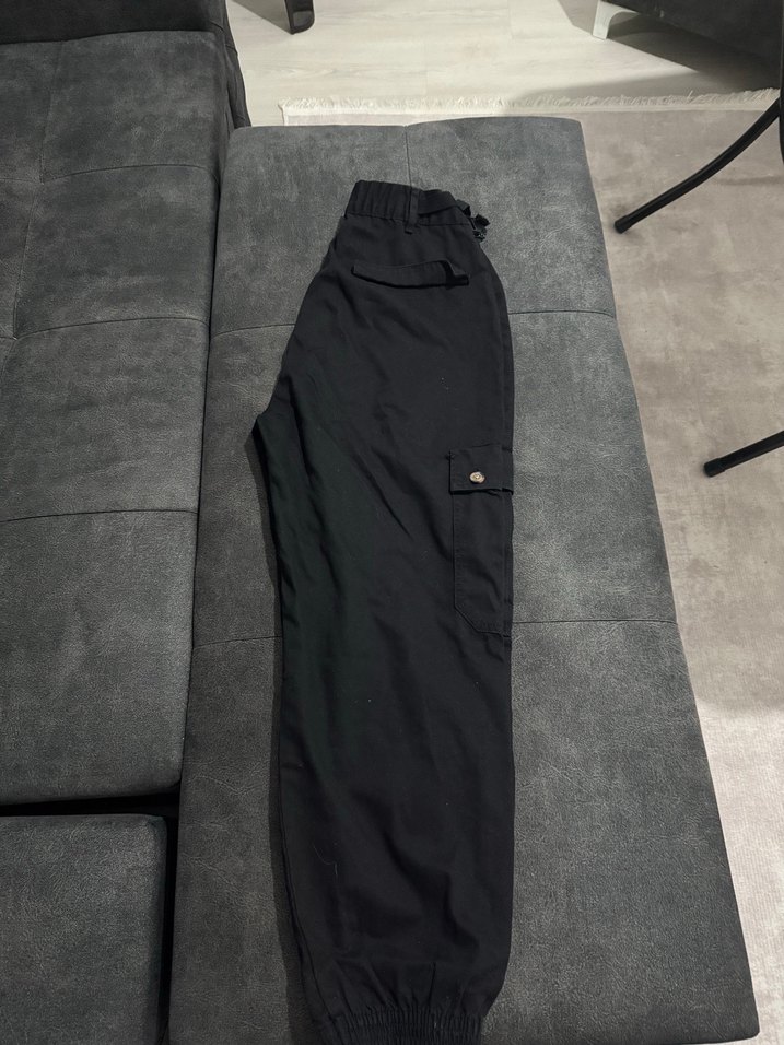 Siyah Pamuklu Kadın Kargo Pantolon - Görsel 2