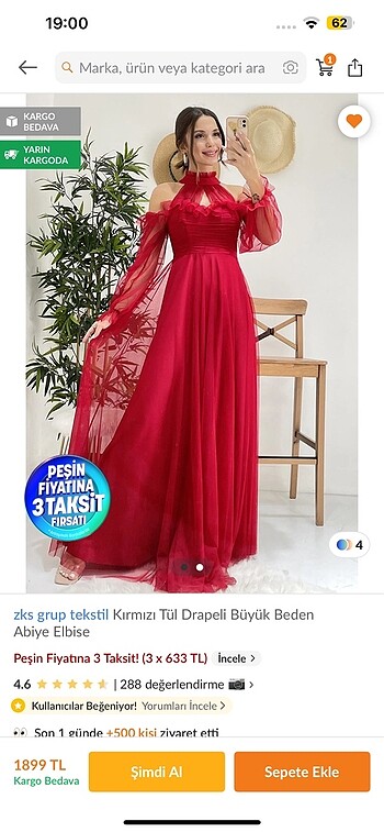 Uzun kırmızı elbise