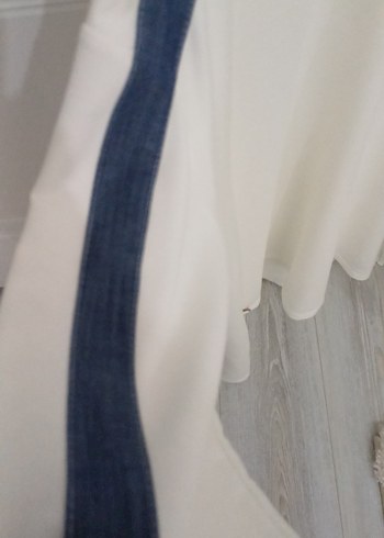 Düğmeli Beyaz Denim Kadın Sweatshirt - Görsel 5