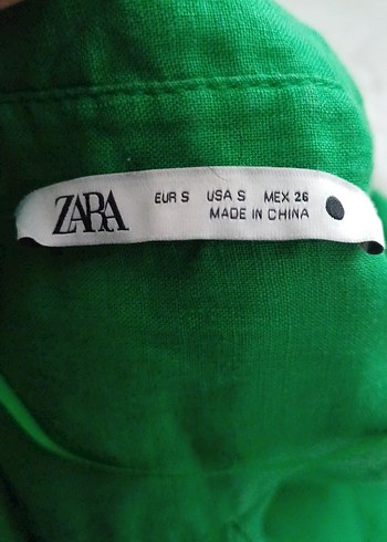 Düğmeli Yeşil Keten Kadın Gömlek - Görsel 3