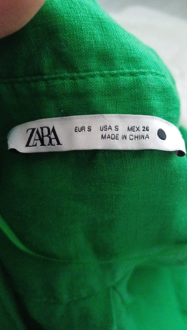 Düğmeli Yeşil Keten Kadın Gömlek - Görsel 3