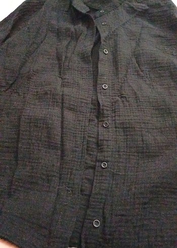 Siyah Düğmeli mislin kadin gomlek - Görsel 4