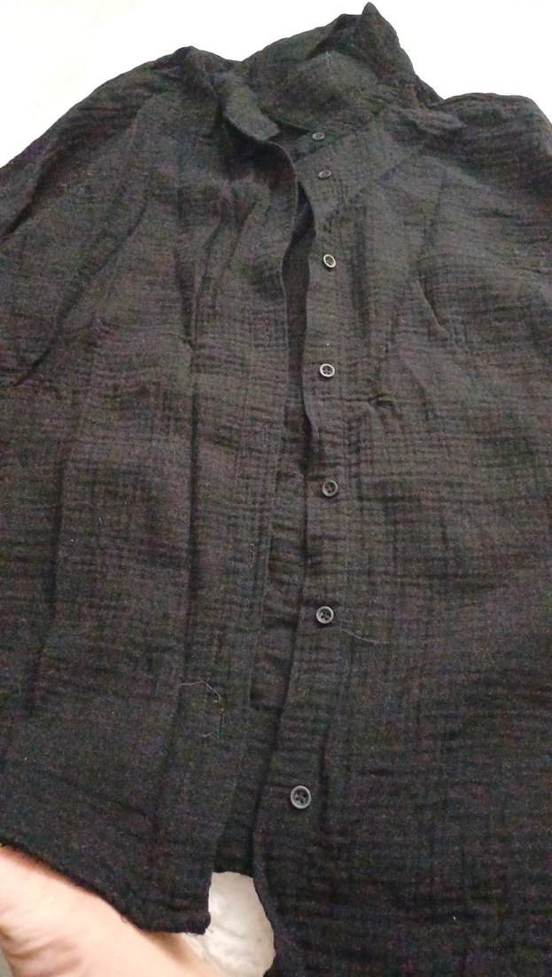 Siyah Düğmeli mislin kadin gomlek - Görsel 4