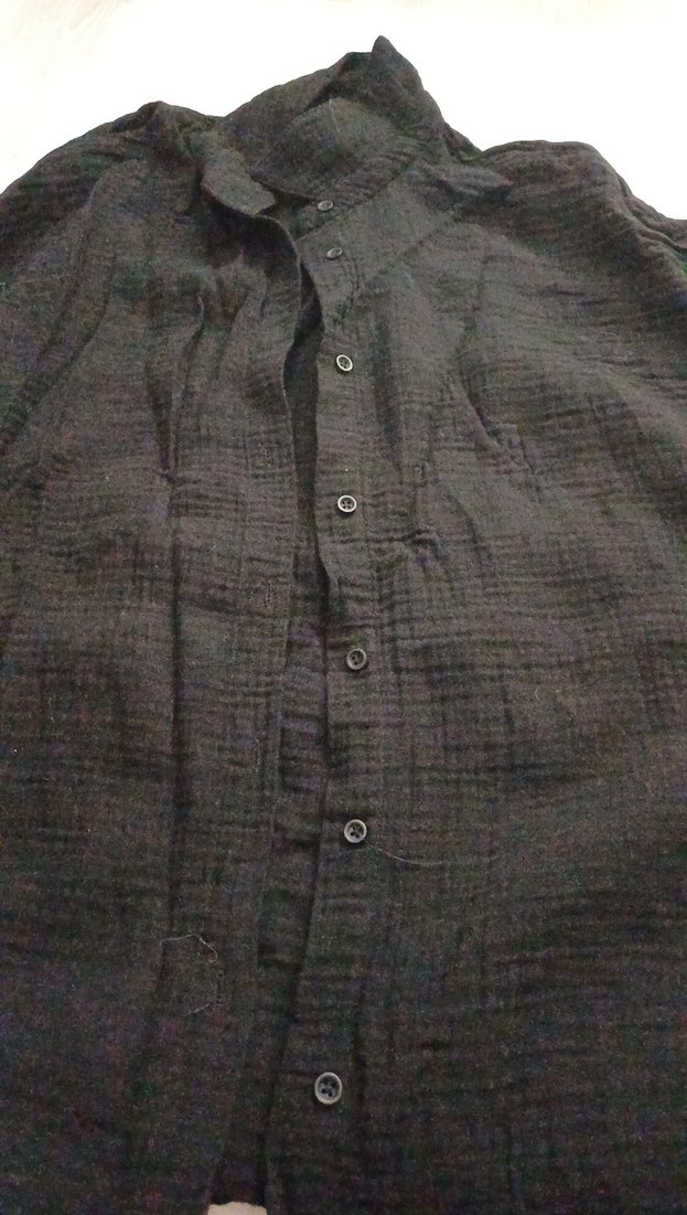 Siyah Düğmeli mislin kadin gomlek - Görsel 5