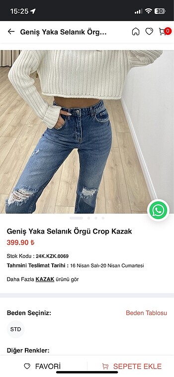 universal Beden beyaz Renk Geniş yaka selanık örgü crop kazak