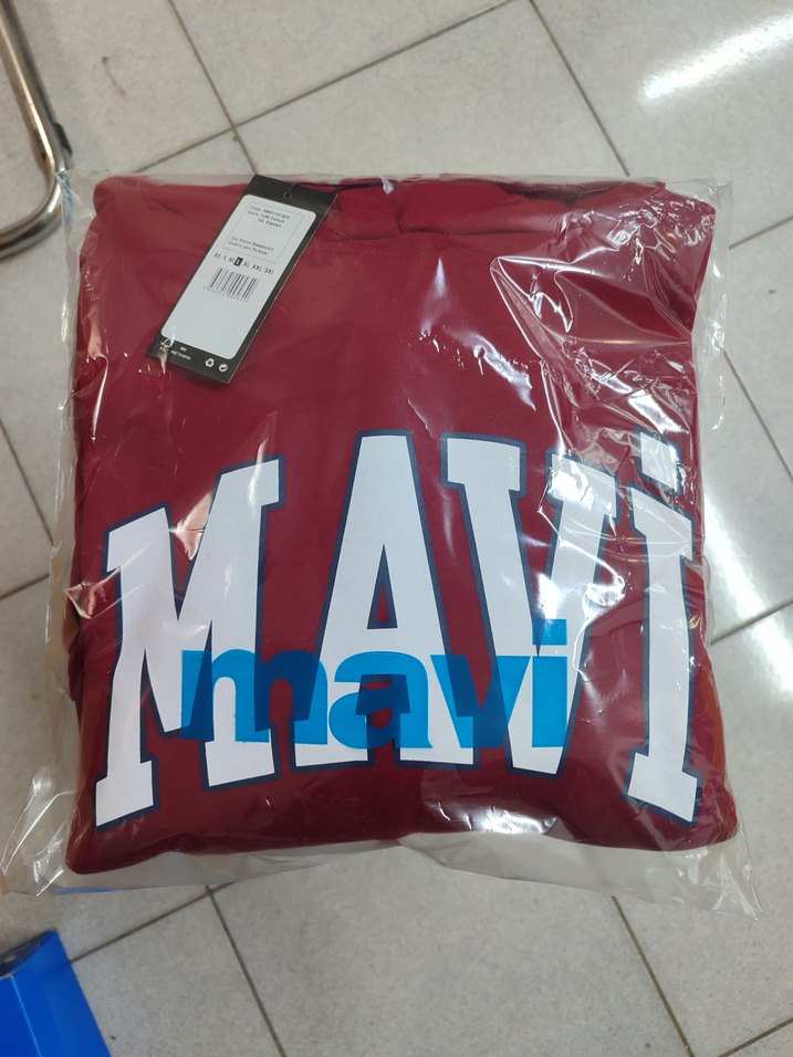 Mavi Bordo Kapüşonlu Oversize Sweatshirt - Görsel 4