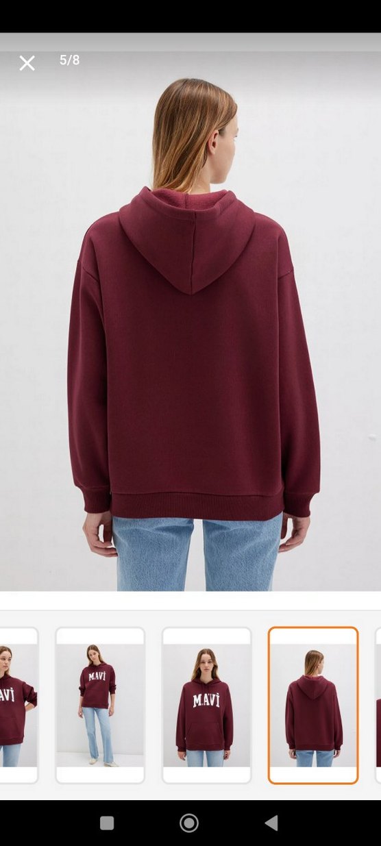 Mavi Bordo Kapüşonlu Oversize Sweatshirt - Görsel 3