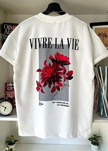 Vivre La Vie Beyaz Baskılı Kadın T-shirt