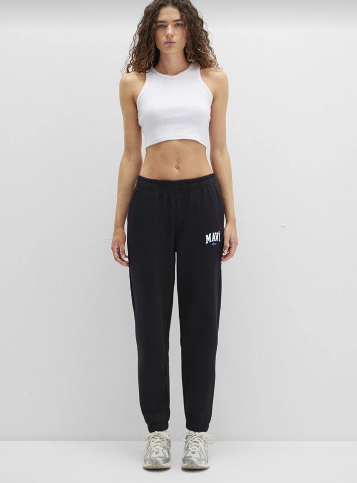 Mavi Siyah Kadın Pamuklu Eşofman Altı - Görsel 3