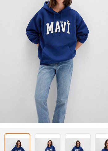 m Beden mavi Renk Mavi Kapüşonlu Kadın Sweatshirt