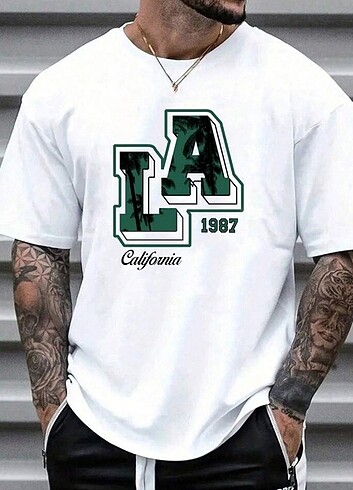 LA 1987 California Baskılı T-shirt