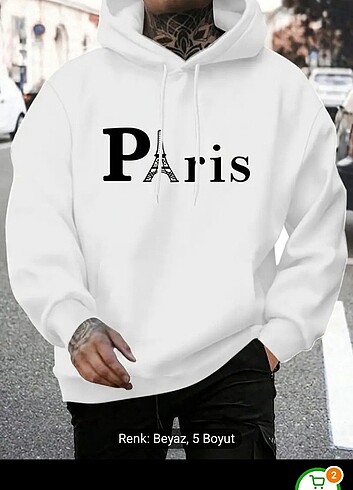 Paris Baskılı Oversize Unisex Kapş. sweatshirt