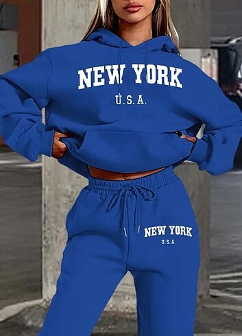 New York Baskılı Kadın - Erkek Eşofman Takımı