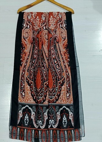 Diğer Kiremit rengi soft kilim desen şal 