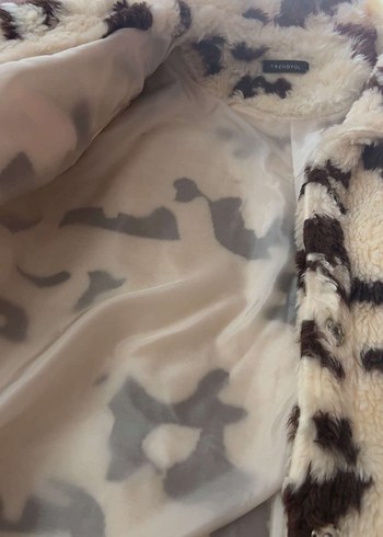 m Beden kahverengi Renk Kahverengi Zebra Desenli Kadın Kürk Ceket