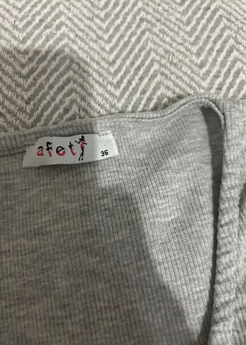Diğer Gri V Yaka Kısa Kollu Crop Top