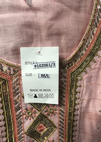 xl Beden pembe Renk Bohem Pembe Nakışlı Uzun Elbise(hint keten)