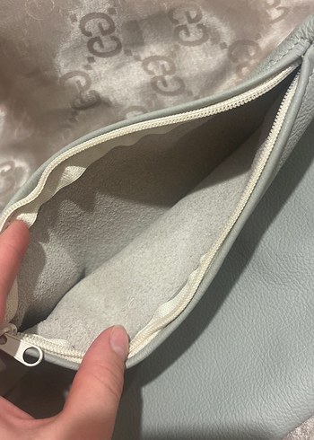 Beden Gri Deri Fermuarlı Kadın Clutch Çanta