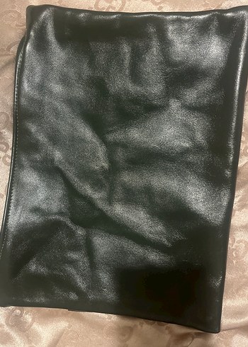 Beden Siyah Deri Fermuarlı Kadın Clutch Çanta